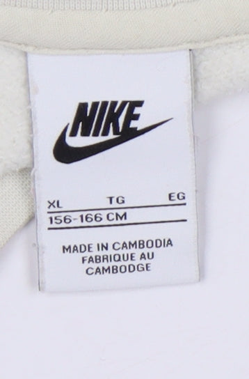 Close-up detail of Nike girls’ ivory xl pullover sweatshirt long sleeve casual