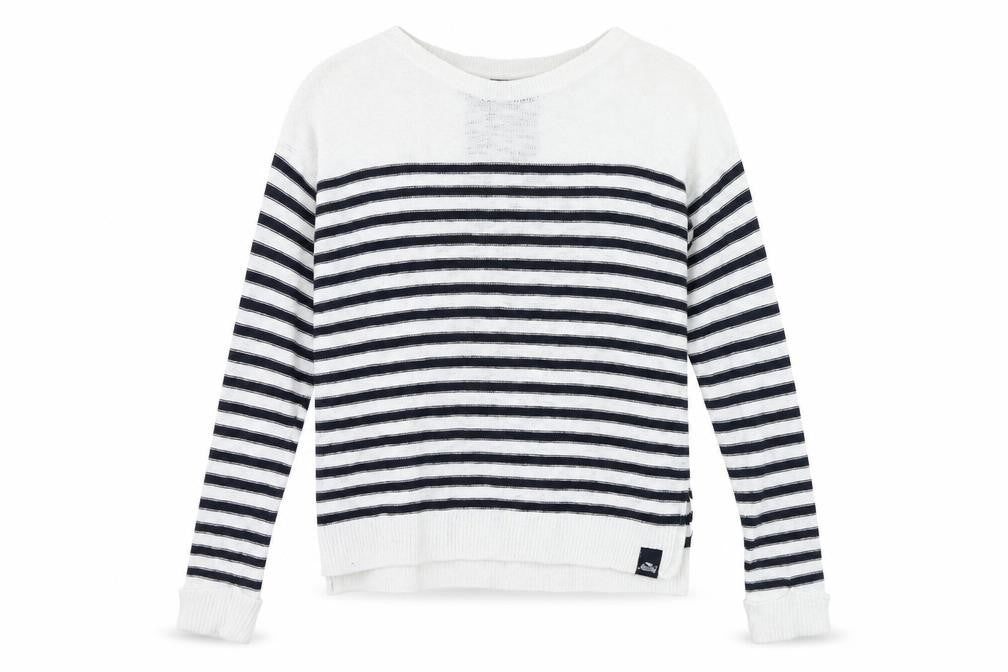 Luperdry Women's Striped Pullover Jumper S White