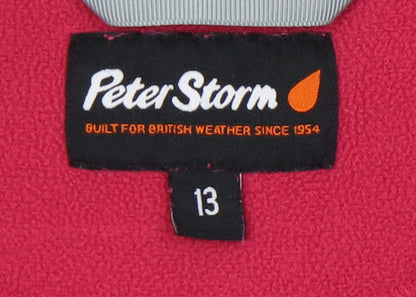 Close-up detail of Peter Storm girls’ red fleece pullover sweatshirt 13 years