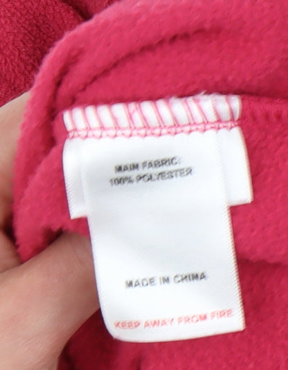 Brand and care label for Peter Storm girls’ red fleece pullover sweatshirt 13 years