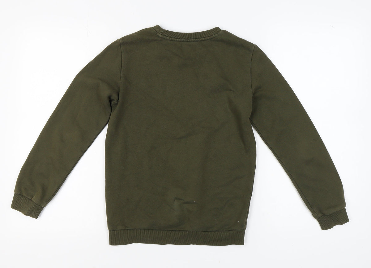 Puma Boys Green Pullover Sweatshirt Size L Crew Neck