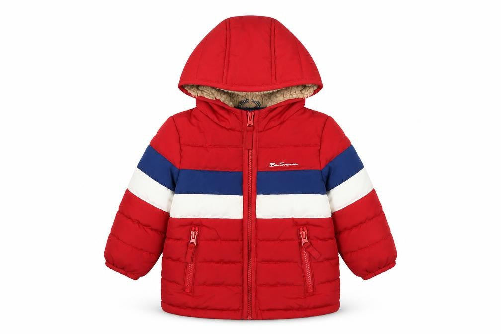 Ben Sherman Red Puffer Jacket for Unisex Toddlers, 12 Months