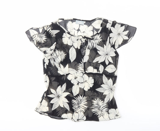 Wallis Women's Black Floral Blouse Size 14