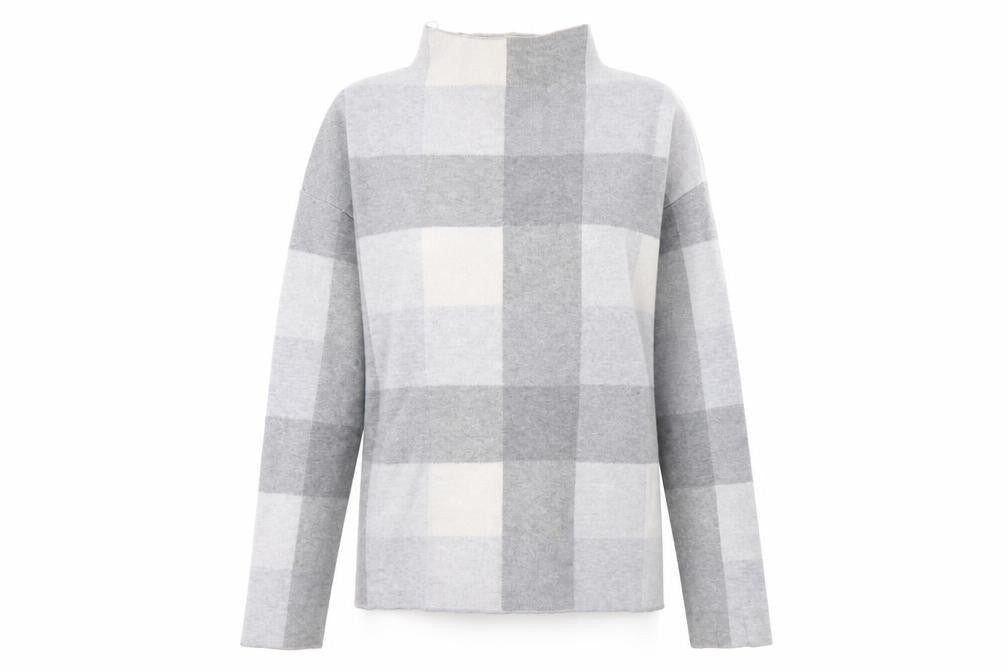 Tahari Women's Grey Check Pullover Jumper Size M