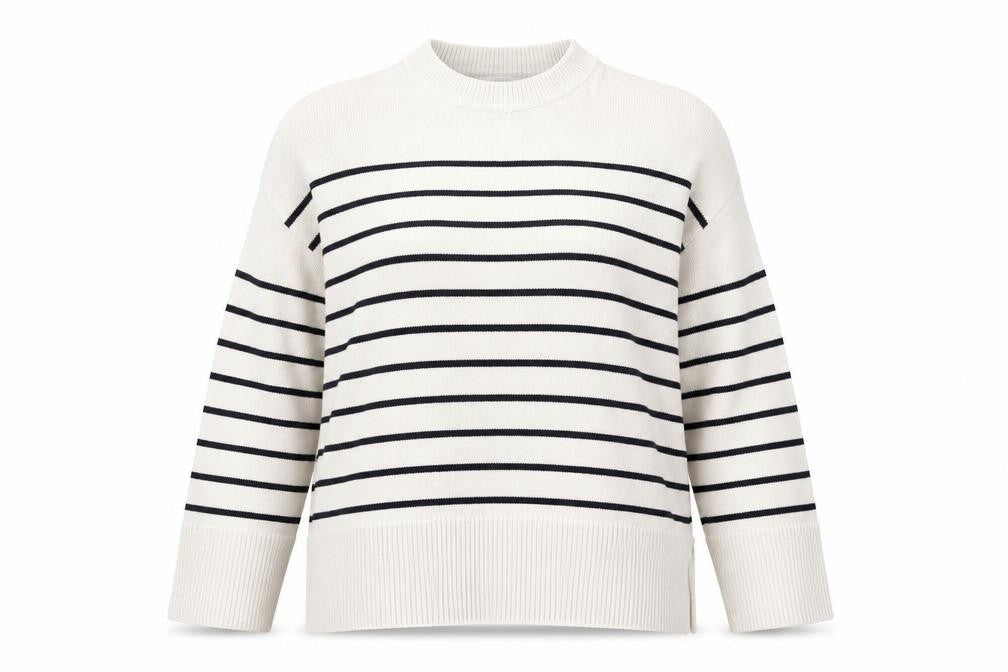 Zara Women's White Striped Pullover Jumper S