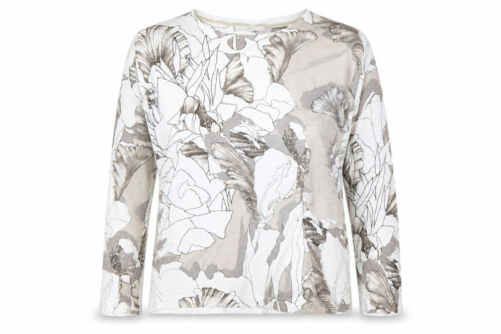 Next Women's Grey Floral Cotton Pullover Jumper UK 14