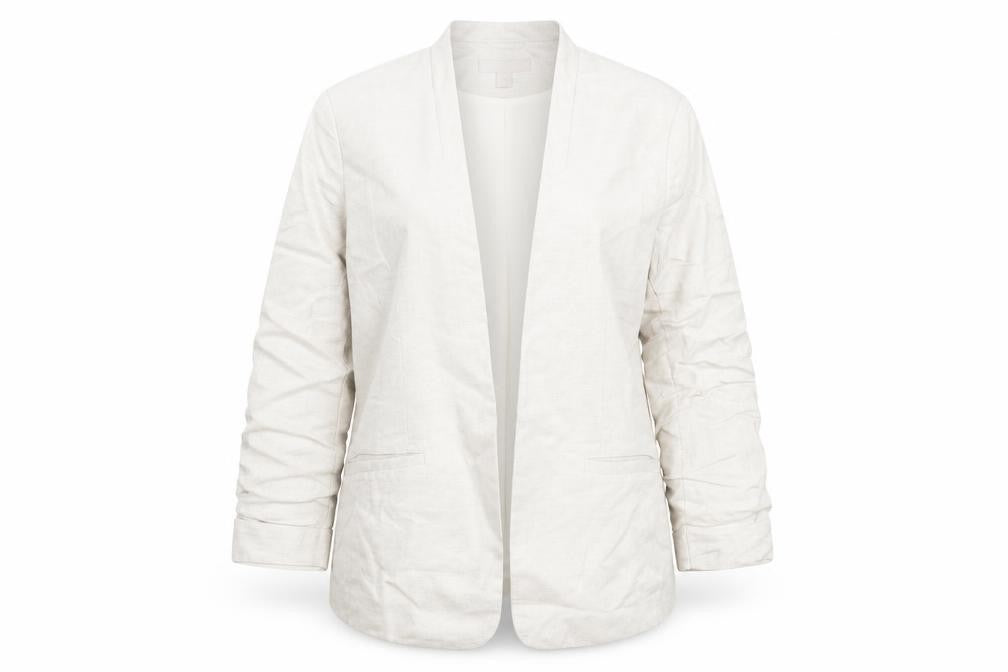 H&M Women's Ivory Suit Jacket Size 12 Linen Blend