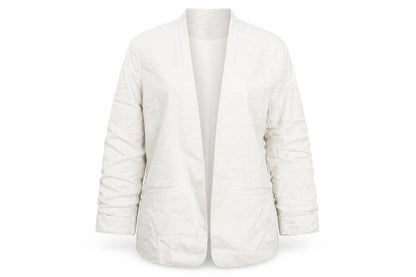 H&M Women's Ivory Suit Jacket Size 12 Linen Blend