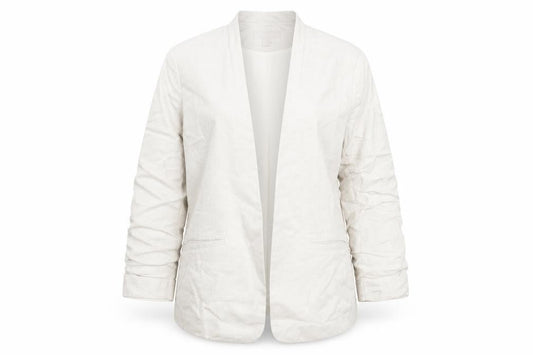 H&M Women's Ivory Suit Jacket Size 12 Linen Blend