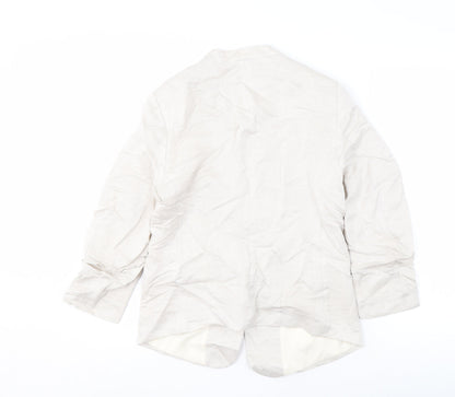 H&M Women's Ivory Suit Jacket Size 12 Linen Blend
