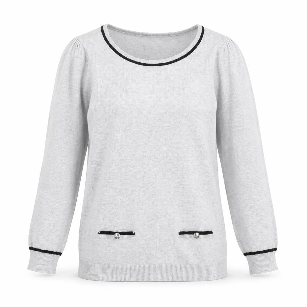 BHS Women's Grey Pullover Jumper, Size 8 Petite, Buttons