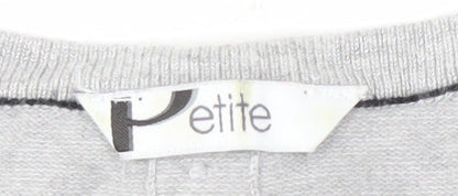 BHS Women's Grey Pullover Jumper, Size 8 Petite, Buttons