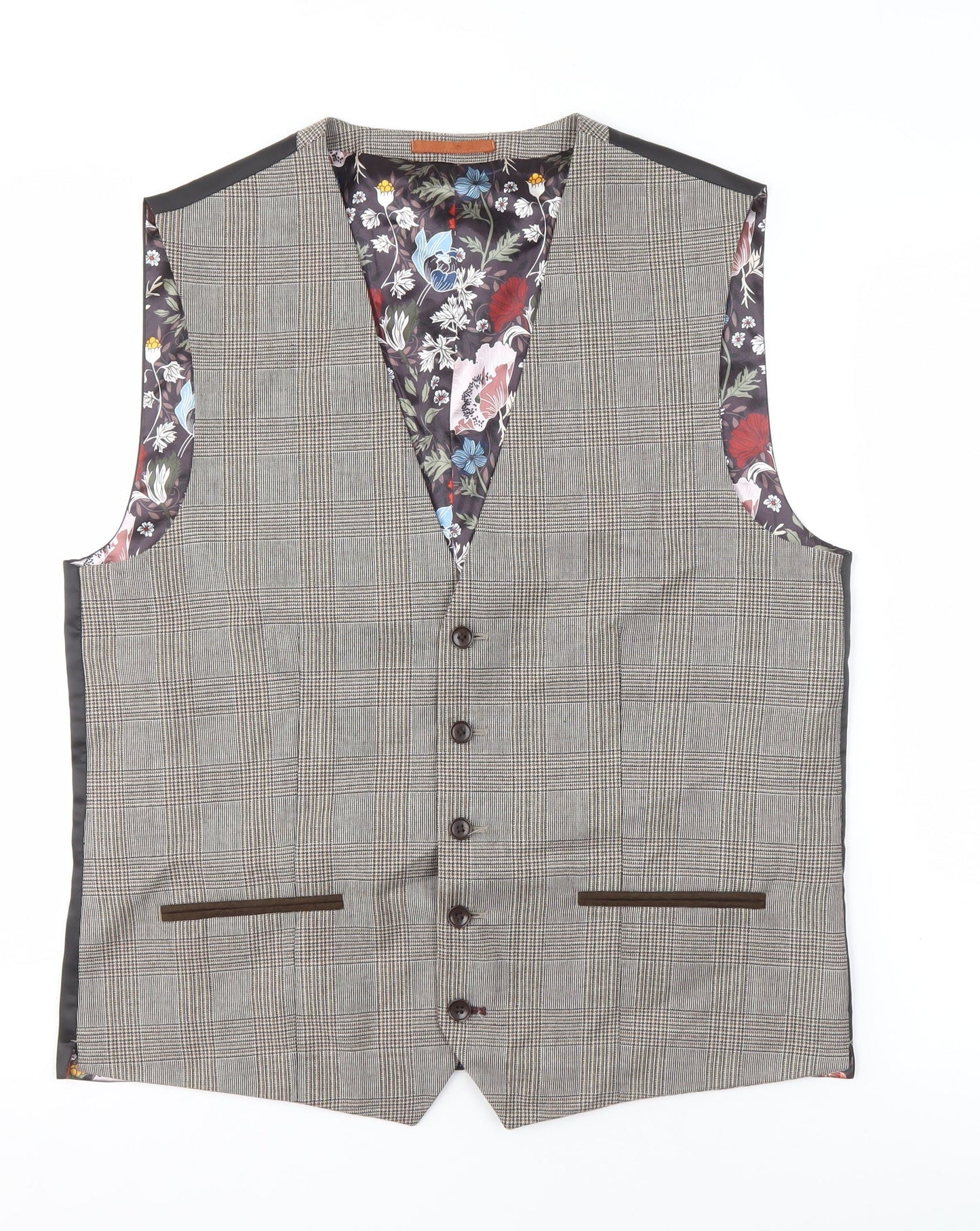 Next Men's Grey Check Waistcoat 42R