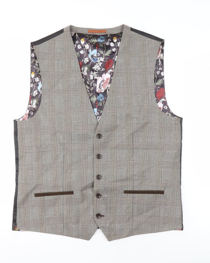 Next Men's Grey Check Waistcoat 42R