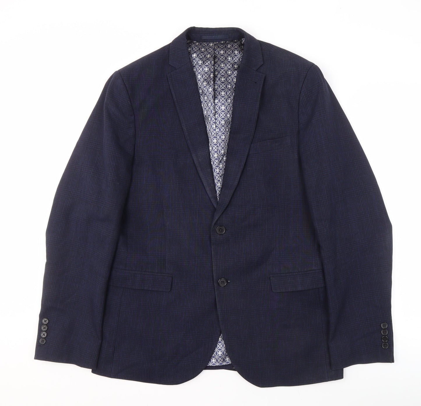Next Men's Blue Check Slim Fit Blazer 42R