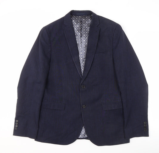 Next Men's Blue Check Slim Fit Blazer 42R