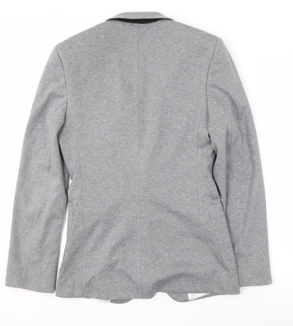 Back view of ASOS Grey Men’s Blazer, Single-Breasted, 38, Notch Lapel