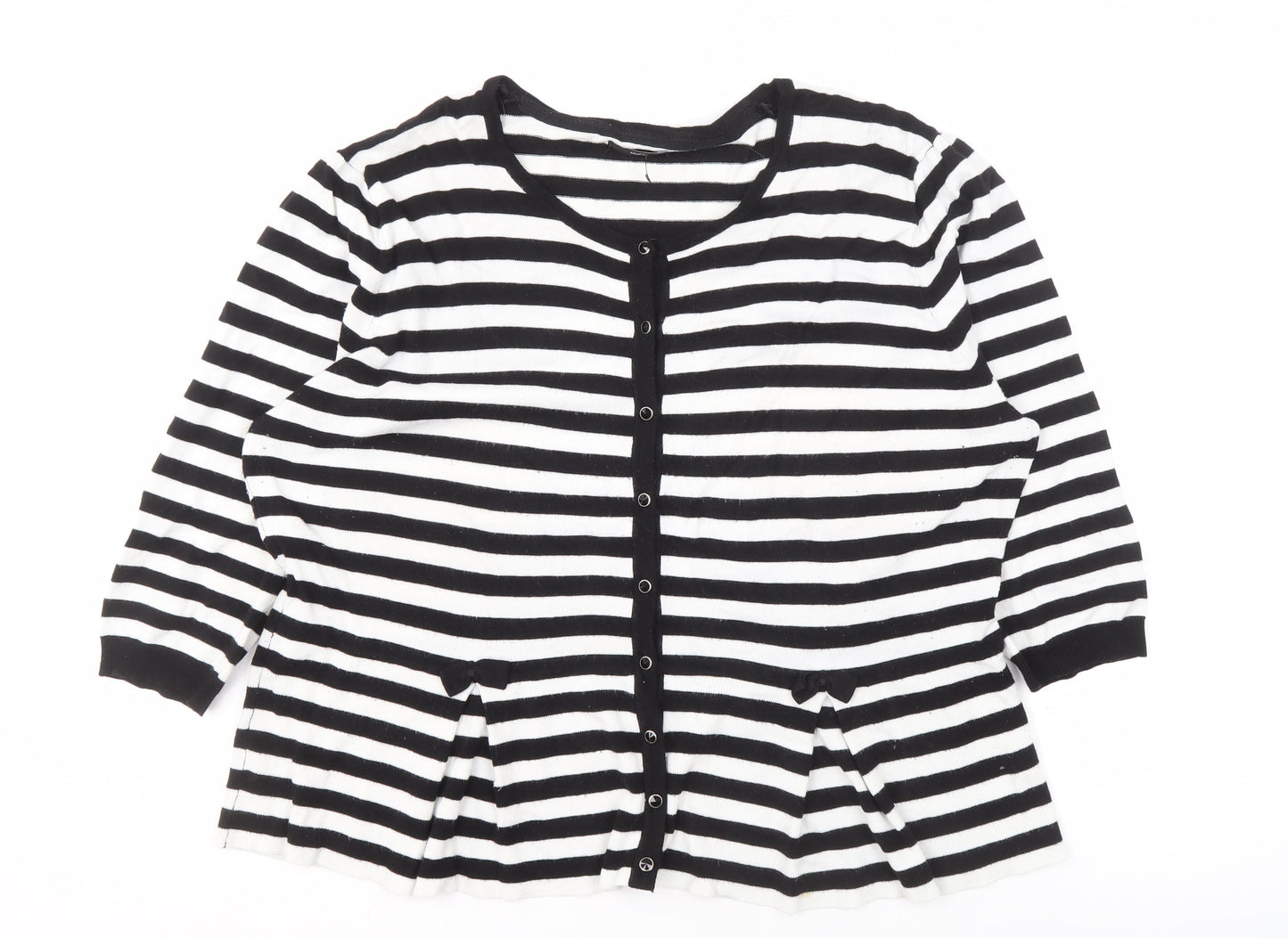 M&Co Women's Black Striped Cardigan, Size 20