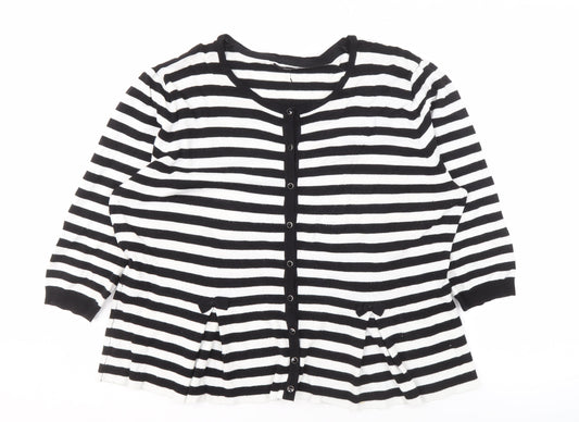 M&Co Women's Black Striped Cardigan, Size 20