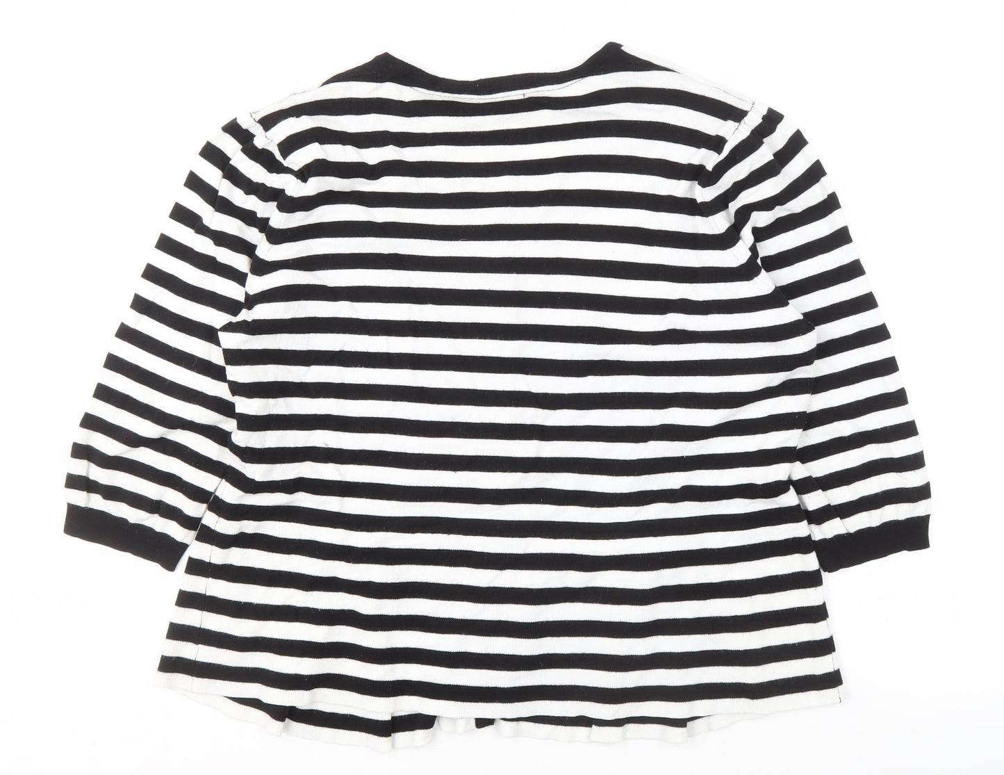 M&Co Women's Black Striped Cardigan, Size 20