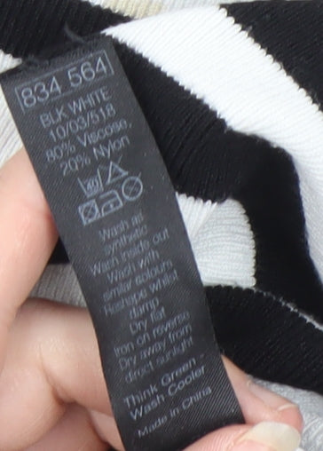 M&Co Women's Black Striped Cardigan, Size 20