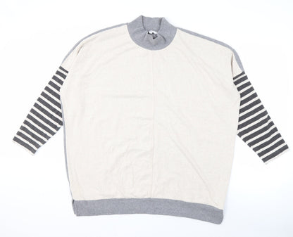 Next Women's Grey Mock Neck Striped Pullover XL