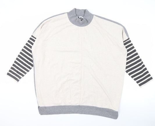 Next Women's Grey Mock Neck Striped Pullover XL