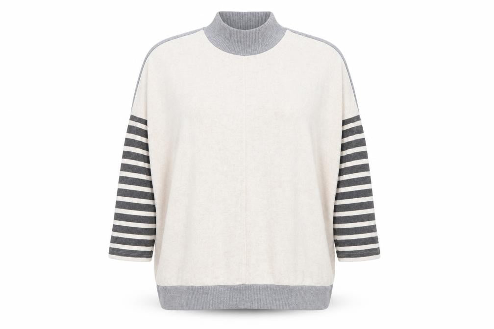 Next Women's Grey Mock Neck Striped Pullover XL