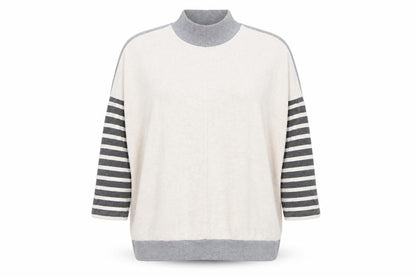 Next Women's Grey Mock Neck Striped Pullover XL