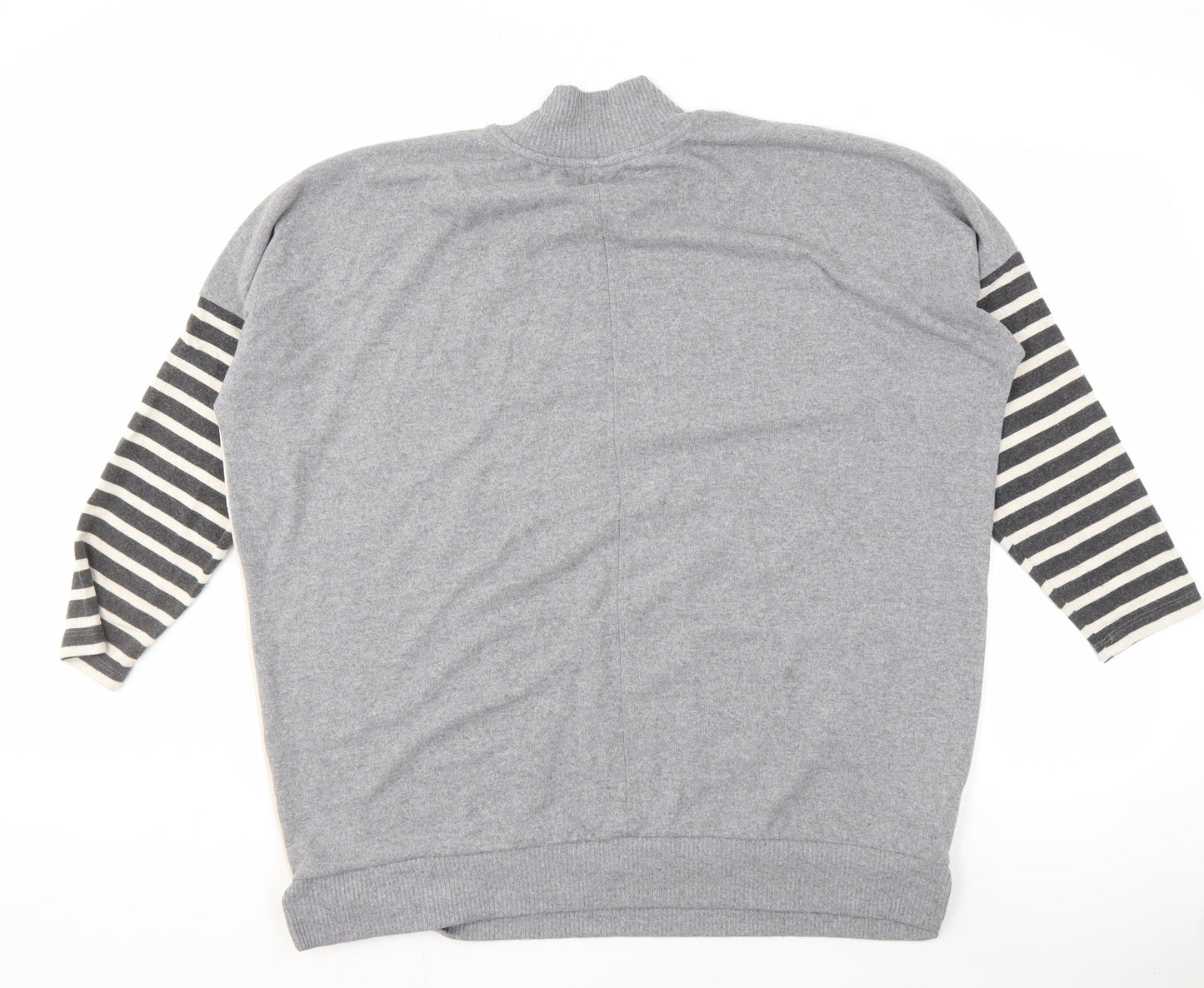 Next Women's Grey Mock Neck Striped Pullover XL