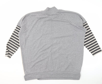 Next Women's Grey Mock Neck Striped Pullover XL