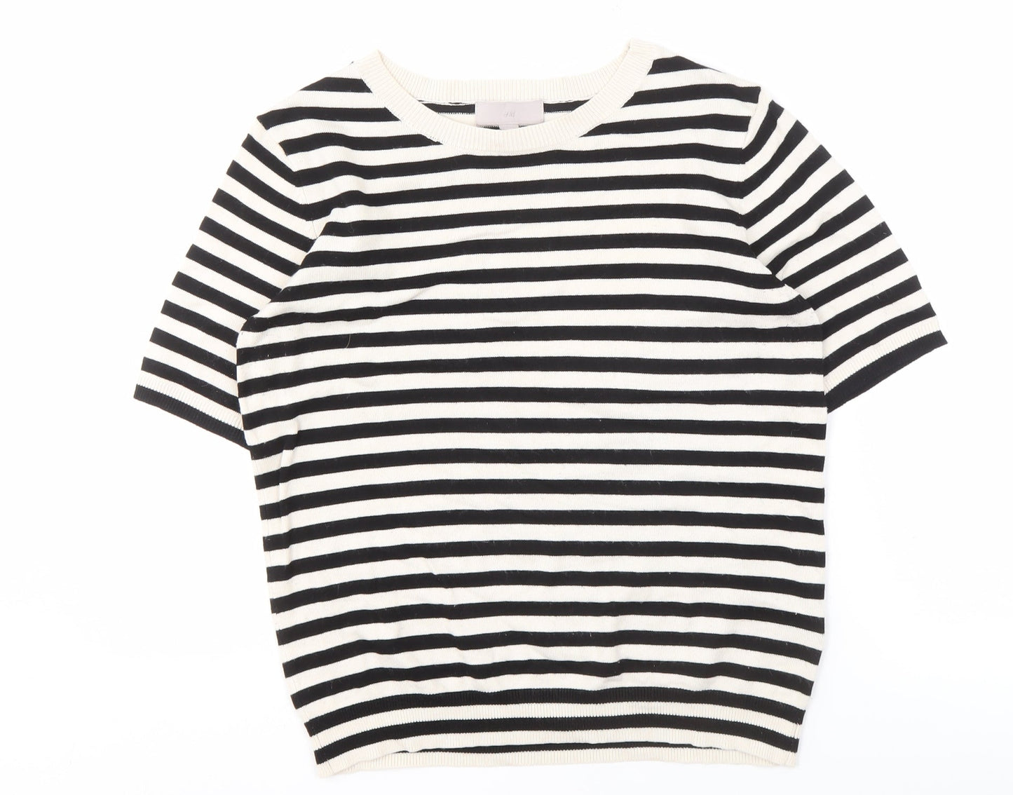 H&M Women's Black Stripe Pullover Jumper, S