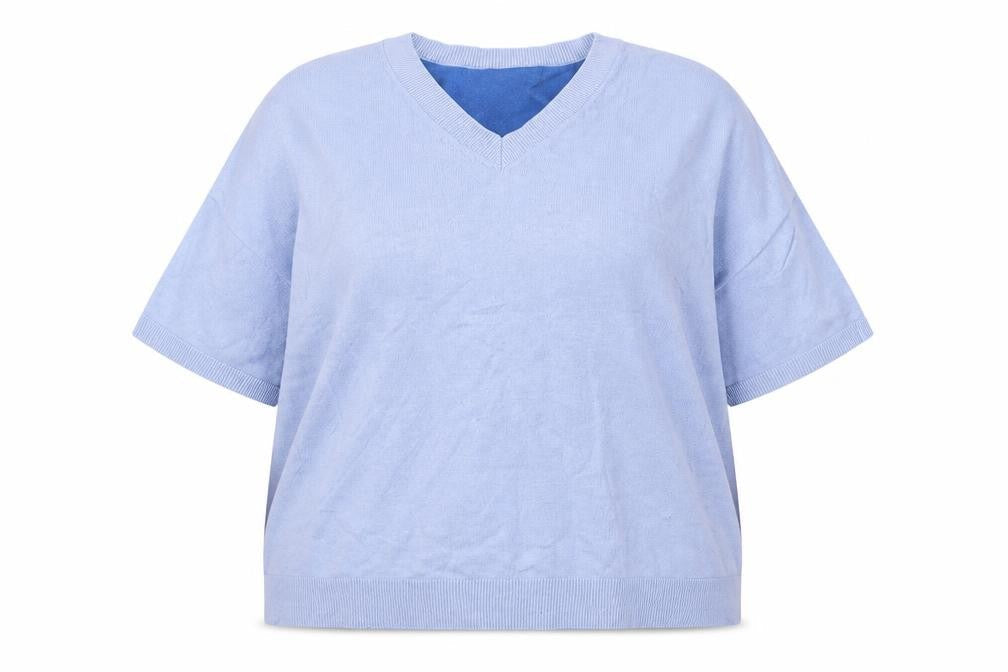 Marks & Spencer Women's Blue V-Neck Pullover Jumper