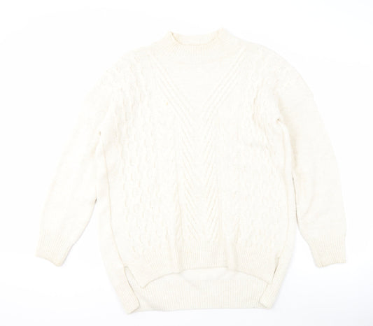 Next Ivory High Neck Cable-Knit Pullover Jumper - Size 18