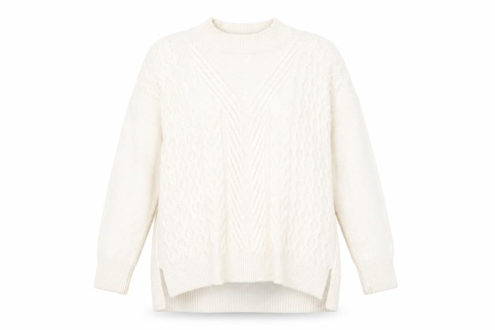 Next Ivory High Neck Cable-Knit Pullover Jumper - Size 18