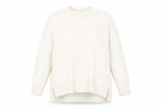 Front view of Next Ivory High Neck Cable-Knit jumper -, size 18