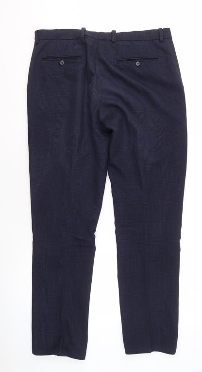 Next Men's Blue Polyester Trousers, Size 34