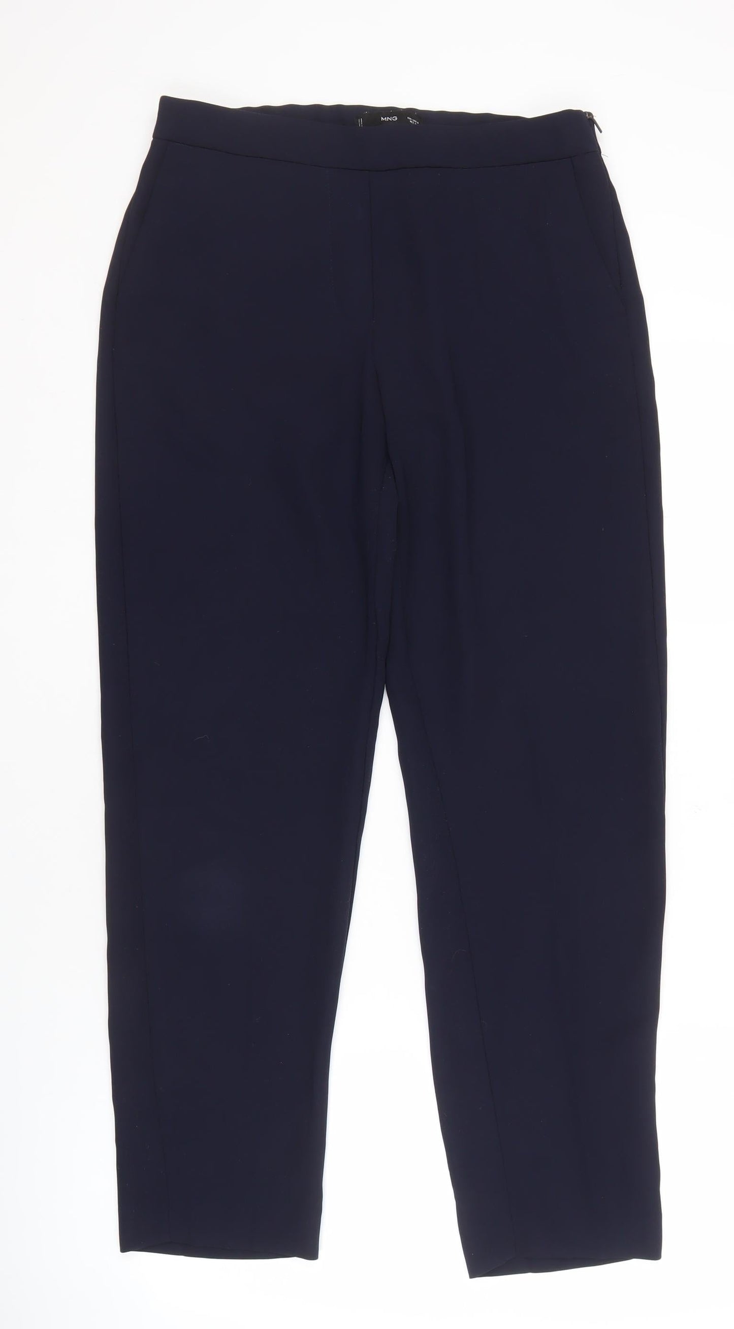 MNG Women's Blue Straight Trousers, Size M, Classic Fit