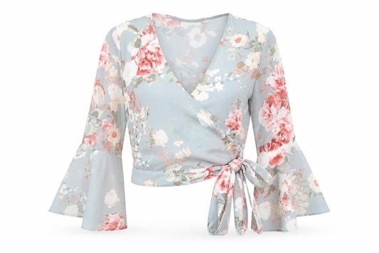 River Island Women's Floral Wrap Blouse, Size 12, Multicoloured