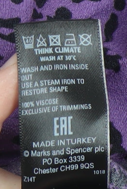 Marks and Spencer Women's Purple Animal Print Blouse, Size 14