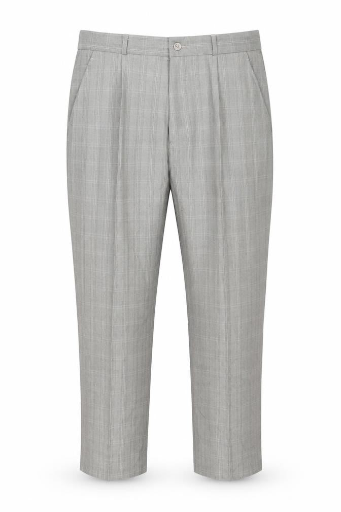 Cotton Traders Men's Grey Check Trousers 34