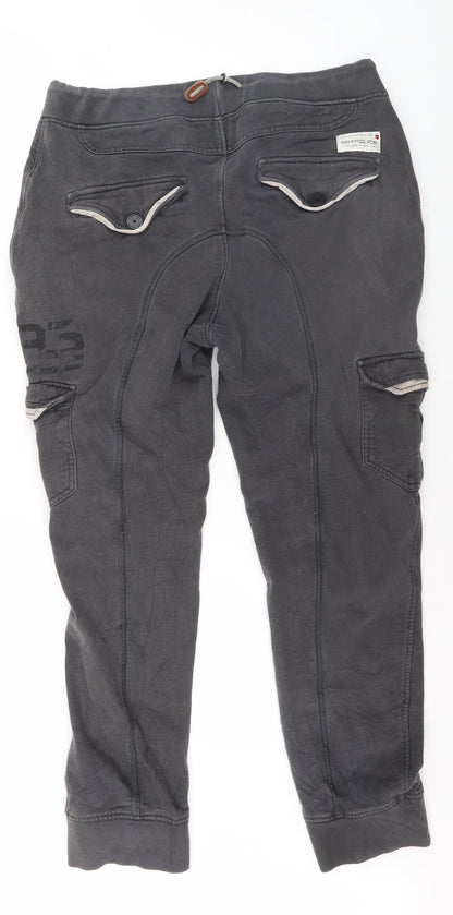 Back view of Police Men's Black Jogger Tracksuit, size 3
