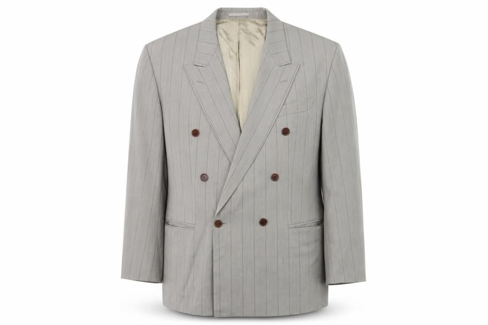 Hugo Boss Men's Grey Wool Blazer, Striped, Medium