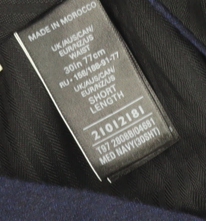 Brand and care label for Jaeger Men's Blue Wool Blend Regular Trousers