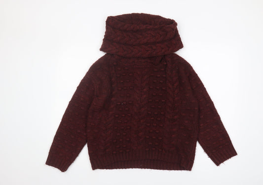 Marks and Spencer Women's Red Cowl Neck Pullover Jumper Size 12