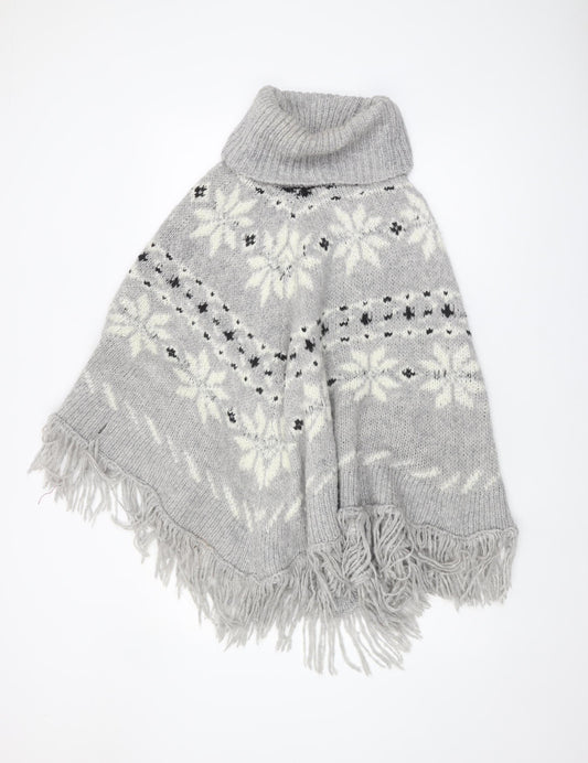 Next Women's Grey Fair Isle Cape Jumper, XS