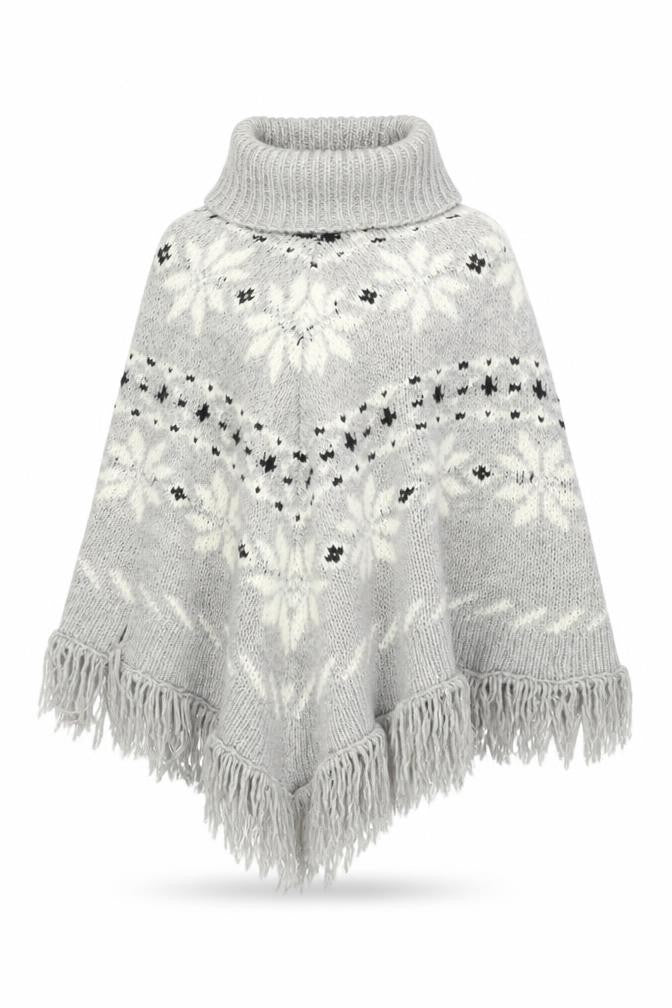 Next Women's Grey Fair Isle Cape Jumper, XS
