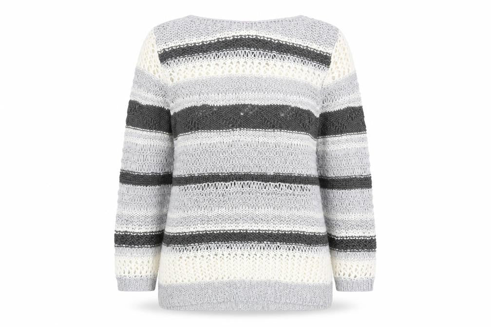 Marks & Spencer Women's Grey Striped Pullover M Knit