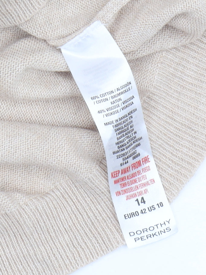 Dorothy Perkins Beige Crew Neck Long Sleeve Jumper
