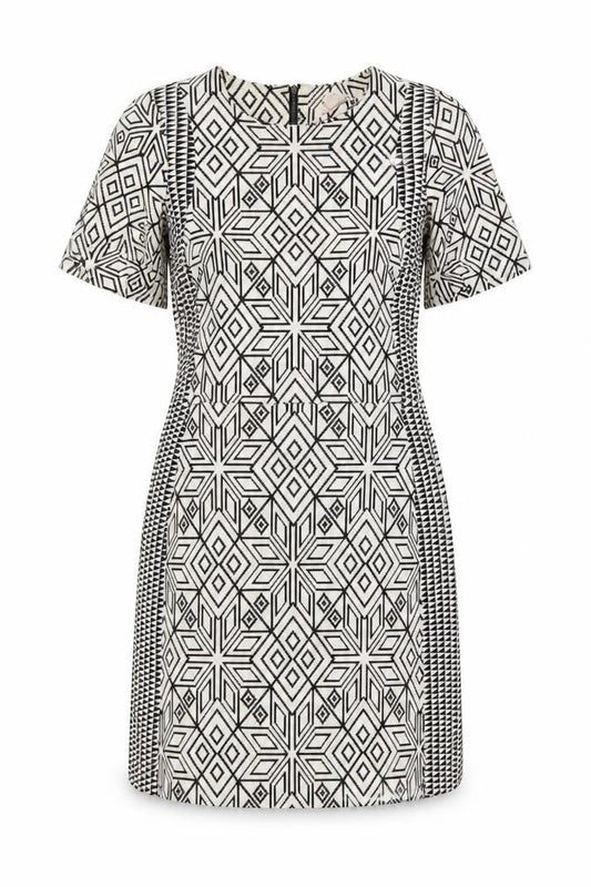H&M Women's Geometric Shift Dress, Size 14, Black & White